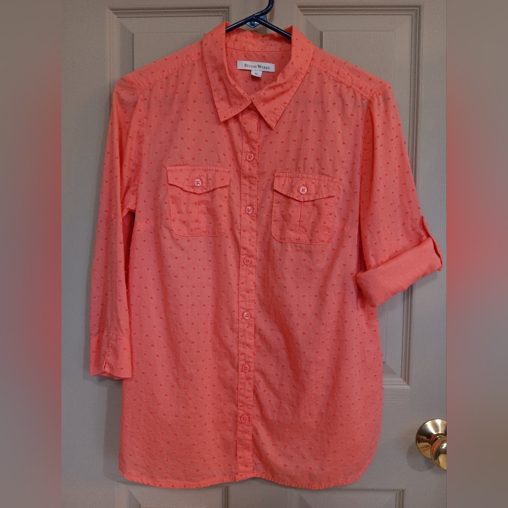 Studio Works 100% Cotton Button Down Shirt  - Medium